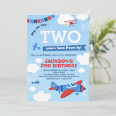 飛行機誕生日招待状アップ遠くにと 招待状 (スタンド正面)