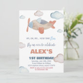 飛行機誕生日招待状オレンジ 招待状 (スタンド正面)