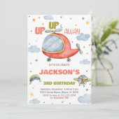 飛行機誕生日招待状グリーンオレンジ 招待状 (スタンド正面)