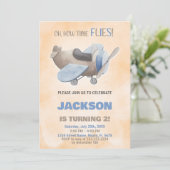 飛行機誕生日招待状ブラウングレー 招待状 (スタンド正面)