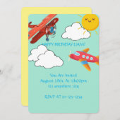 飛行機誕生日招待状ボーイズ,デジタル 招待状 (正面/裏面)