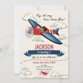 飛行機誕生日招待状ヴィンテージタイムフライ 招待状 (正面)