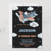 飛行機誕生日招待状2ndブルーブラックBK 招待状 (正面)