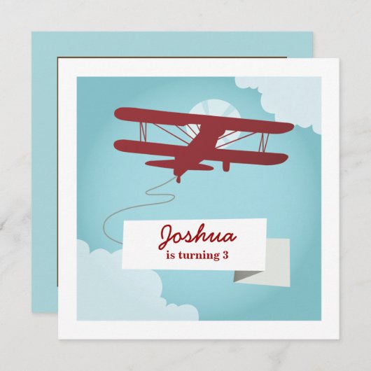 飛行機誕生日招待状 招待状 (正面/裏面)