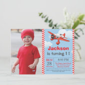 飛行機誕生日招待状。男の子の誕生日パーティー 招待状 (スタンド正面)