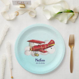 飛行機誕生日紙プレートフライオンオーバー ペーパープレート