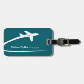 飛行機追跡、世界地図、青 ラゲッジタグ (正面横)