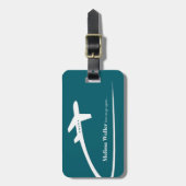 飛行機追跡、世界地図、青 ラゲッジタグ (正面縦)