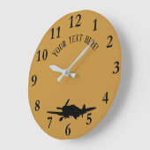 飛行機銀色 ラージ壁時計 (傾斜)