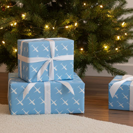 飛行機青、パターエレガントンパイロット誕生日 ラッピングペーパー