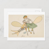 飛行機飛んでいるのヴィンテージ ポストカード (正面/裏面)