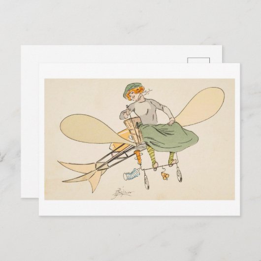 飛行機飛んでいるのヴィンテージ ポストカード (正面/裏面)