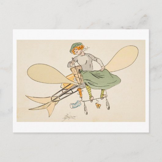 飛行機飛んでいるのヴィンテージ ポストカード (正面)