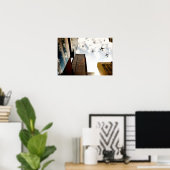 飛行機飛んでいるの建物 ポスター (ホームオフィス)