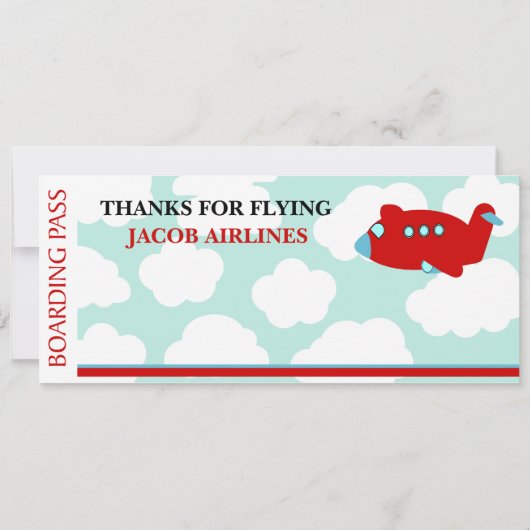 飛行機飛んでいるの誕生日カスタマイズの招待 招待状 (裏面)