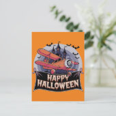 飛行機飛んでいるオーバーハッピーハローウィン ポストカード (スタンド正面)