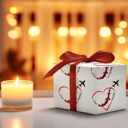 飛行機飛んでいるハート移動マイパイロットおもしろい誕生日 ラッピングペーパー