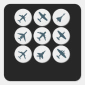 飛行機飛んでいるパイロット誕生日ギフトアイディア男性パパ スクエアシール (正面)