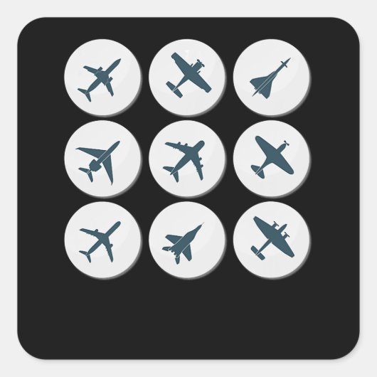 飛行機飛んでいるパイロット誕生日ギフトアイディア男性パパ スクエアシール (正面)