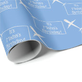 飛行機飛んでいるパーソナライズされた誕生日国旗（青） ラッピングペーパー (ロールコーナー)