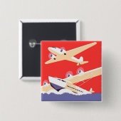 飛行機飛んでいるヴィンテージ 缶バッジ (正面&裏面)