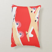 飛行機飛んでいるヴィンテージWPA カラフル アクセントクッション (裏面(縦))