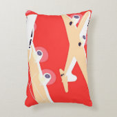 飛行機飛んでいるヴィンテージWPA カラフル アクセントクッション (正面(垂直))