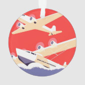 飛行機飛んでいるヴィンテージWPA カラフル オーナメント (裏面)