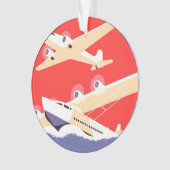 飛行機飛んでいるヴィンテージWPA カラフル オーナメント (正面)