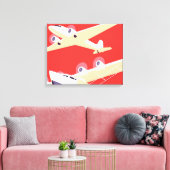 飛行機飛んでいるヴィンテージWPA カラフル キャンバスプリント (インサイチュ (リビング))