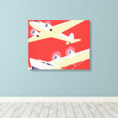 飛行機飛んでいるヴィンテージWPA カラフル キャンバスプリント (インサイチュ (ウッドフロア))