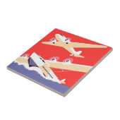 飛行機飛んでいるヴィンテージWPA カラフル タイル (側面)