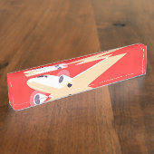 飛行機飛んでいるヴィンテージWPA カラフル デスクネームプレート (側面)