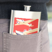 飛行機飛んでいるヴィンテージWPA カラフル フラスク (インサイチュ)