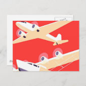 飛行機飛んでいるヴィンテージWPA カラフル ポストカード (正面/裏面)