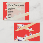 飛行機飛んでいるヴィンテージWPA カラフル 名刺 (正面/裏面)