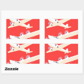 飛行機飛んでいるヴィンテージWPA カラフル 長方形シール (シート)