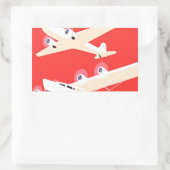 飛行機飛んでいるヴィンテージWPA カラフル 長方形シール (バッグ)