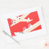 飛行機飛んでいるヴィンテージWPA カラフル 長方形シール (封筒)