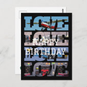 飛行機飛んでいる、写真コラージュ、航空クール機 ポストカード (正面/裏面)