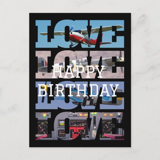 飛行機飛んでいる、写真コラージュ、航空クール機 ポストカード (正面)
