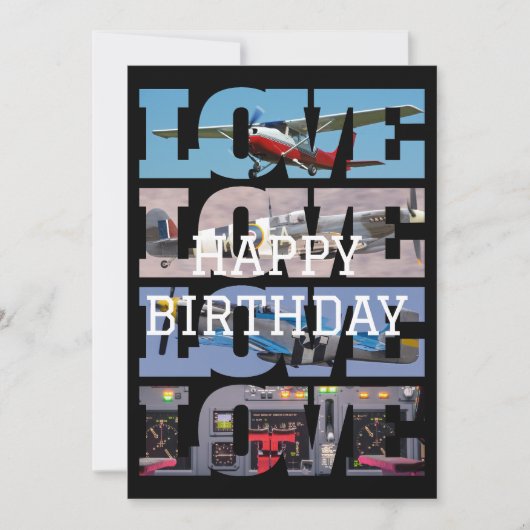 飛行機飛んでいる、写真コラージュ、航空クール機 招待状 (正面)