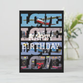 飛行機飛んでいる、写真コラージュ、航空クール機 招待状 (スタンド正面)