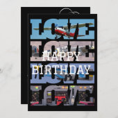 飛行機飛んでいる、写真コラージュ、航空クール機 招待状 (正面/裏面)