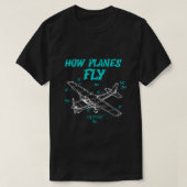 飛行機飛行おもしろい機パイロット魔法 Tシャツ (デザイン正面)