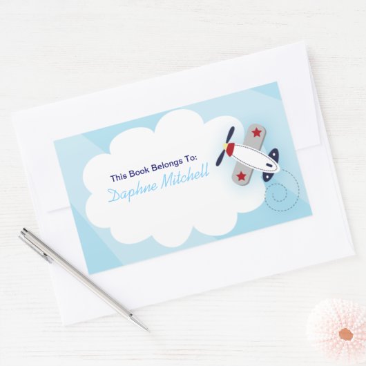 飛行機飛行機カスタムのプレートシール 長方形シール (封筒)