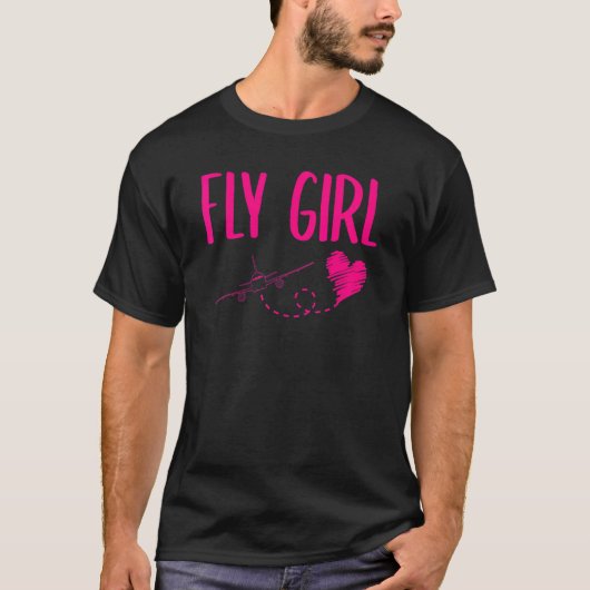 飛行機飛飛んでいるパイロット機航空ジャスト Tシャツ (正面)