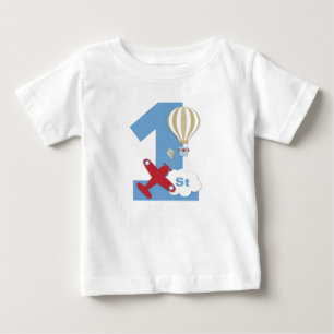 飛行機1歳の誕生日シャツ ベビーTシャツ