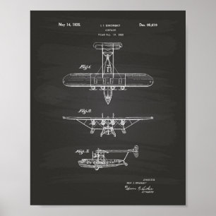 飛行機1935のパテントの芸術の黒板 ポスター