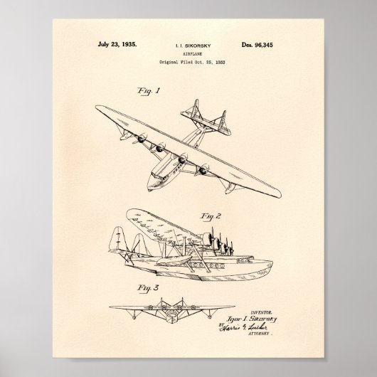 飛行機1935特許美術古参 ポスター (正面)